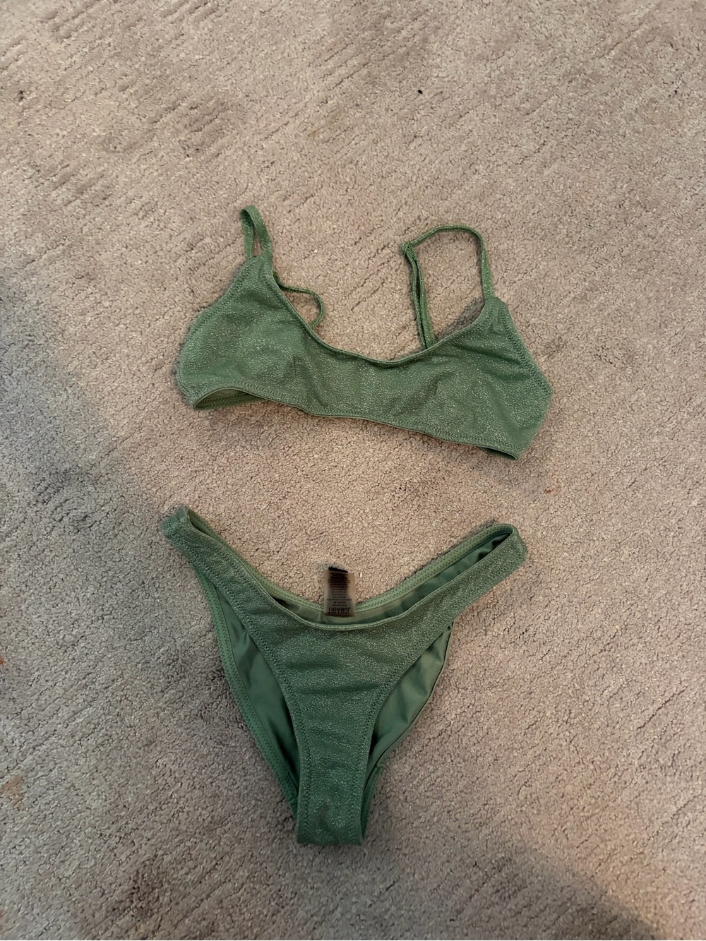 ANGL Olive Green Ribbed Bikini Set